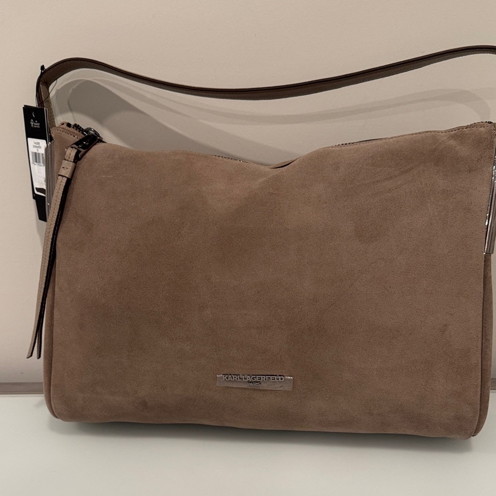 Karl Lagerfeld Tan Suede Messenger Bag